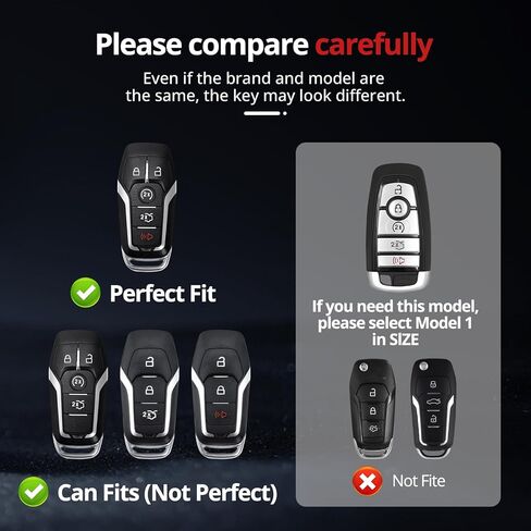 لغطاء Ford Key Fob مع سلسلة مفاتيح. لا توجد حاجة إلى براغي للتركيب. متوافق مع Ford Fusion Mustang F150 Edge Explorer وLincoln MKZ MKC MKX (رمادي مطفأ اللمعة، الموديل 2) in Kuwait