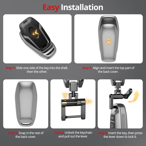 لغطاء Ford Key Fob مع سلسلة مفاتيح. لا توجد حاجة إلى براغي للتركيب. متوافق مع Ford Fusion Mustang F150 Edge Explorer وLincoln MKZ MKC MKX (رمادي مطفأ اللمعة، الموديل 2) in Kuwait