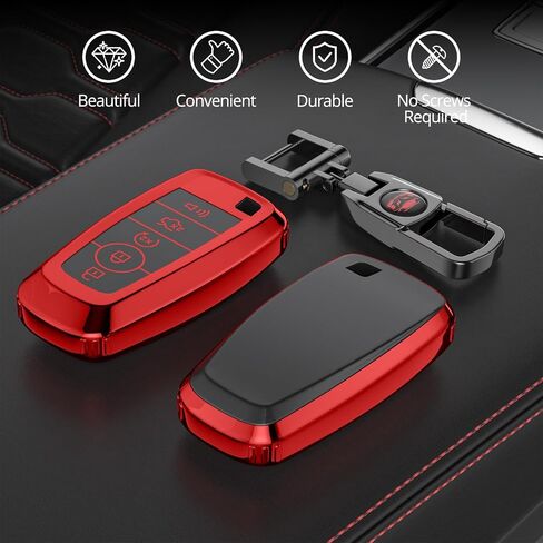 لغطاء Ford Key Fob مع سلسلة مفاتيح. لا توجد حاجة إلى براغي للتركيب. متوافق مع Ford Fusion Mustang F150 Edge Explorer وLincoln MKZ MKC MKX (رمادي مطفأ اللمعة، الموديل 2) in Kuwait