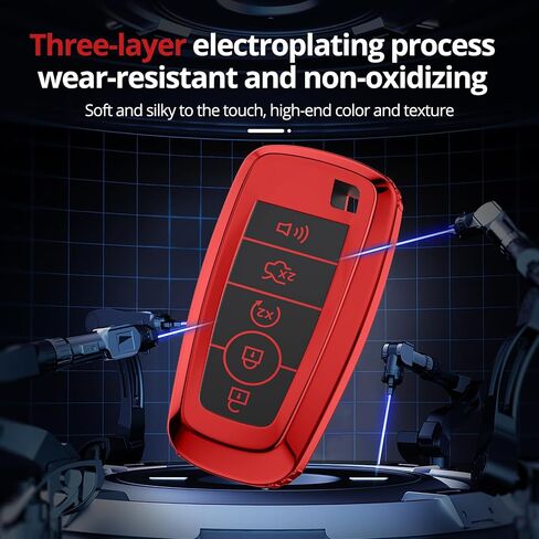 لغطاء Ford Key Fob مع سلسلة مفاتيح. لا توجد حاجة إلى براغي للتركيب. متوافق مع Ford Fusion Mustang F150 Edge Explorer وLincoln MKZ MKC MKX (رمادي مطفأ اللمعة، الموديل 2) in Kuwait