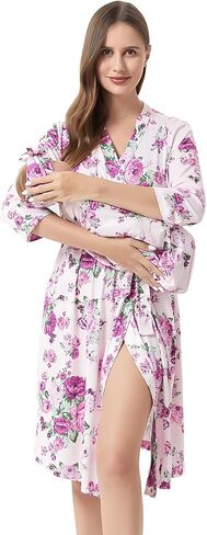 Galabloomer Flower Maternity Robe and Baby Receiving Blanket, Matching Mommy Labor Delivery Robe and Swaddle Set in Saudi Arabia