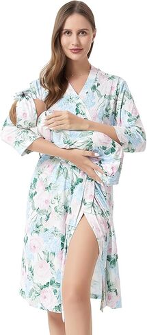 رداء الأمومة على شكل زهرة من Galabloomer وبطانية استقبال الطفل، مجموعة رداء وقماط متطابقين للأمهات أثناء الولادة in Kuwait