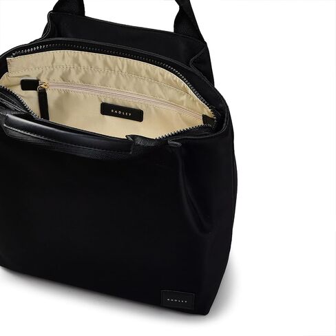 حقيبة ظهر RADLEY London Blair Crescent Responsible للنساء من القماش المُعاد تدويره متوسطة الحجم بسحاب علوي، باللون الأسود in Saudi Arabia
