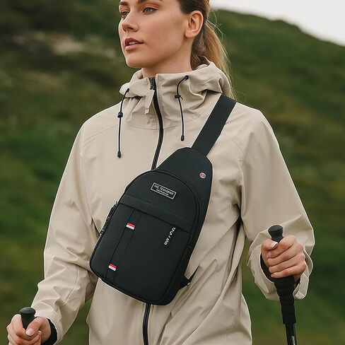 Double Layer Crossbody Bags for Women Men Shoulder Backpack Messenger Phone Bag Handbag Chest Pack for Hiking Travel Camping in Saudi Arabia