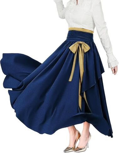 Women's Victorian Vintage Skirt Renaissance Medieval Pirate Peasant Maxi Elastic High Waist Skirts in Kuwait