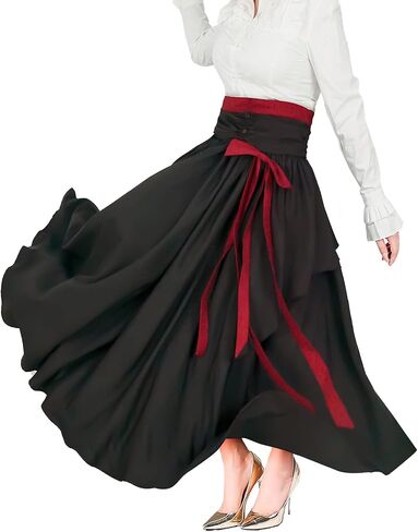 Women's Victorian Vintage Skirt Renaissance Medieval Pirate Peasant Maxi Elastic High Waist Skirts in Kuwait