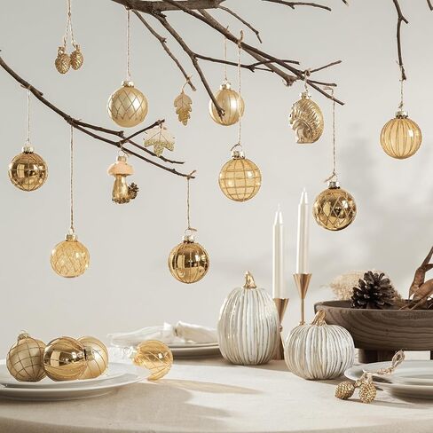 DN DECONATION 12PCS Fall Tree Decorations Felt Ornaments, Felt Pinecones Leaves Mini Pumpkins Ornament Set for Small Tree Thanksgiving Harvest Autumn Fall Hanging Decor in Saudi Arabia