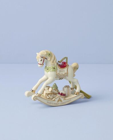 Lenox Ornament, 2025 Vintage Rocking Horse Christmas Tree Ornament, Porcelain with Gold Accents and Hanging Cord, Christmas Tree Decorations, Winter Home Decor, Winter Decor (Multicolor, 1 Piece) in Kuwait
