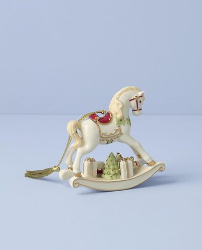Lenox Ornament, 2025 Vintage Rocking Horse Christmas Tree Ornament, Porcelain with Gold Accents and Hanging Cord, Christmas Tree Decorations, Winter Home Decor, Winter Decor (Multicolor, 1 Piece) in Kuwait