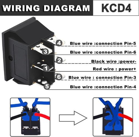 5PCS Rocker Switch 6 Pin DPDT Momentary 20A 12V 24V DC/16A 250V AC/20A 125V AC Reverse Polarity Toggle Switch Automatic Double Reset Power Switch (ON)/Off/(ON) Non-Illuminated Boat KCD4 in Saudi Arabia