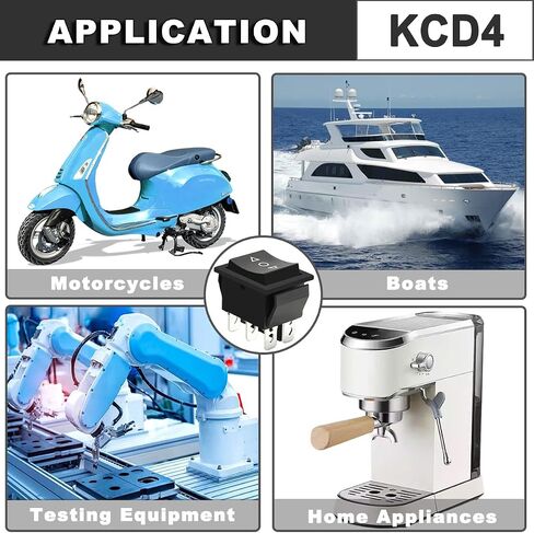 5PCS Rocker Switch 6 Pin DPDT Momentary 20A 12V 24V DC/16A 250V AC/20A 125V AC Reverse Polarity Toggle Switch Automatic Double Reset Power Switch (ON)/Off/(ON) Non-Illuminated Boat KCD4 in Saudi Arabia