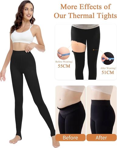 دوكومو صوف مبطن الجوارب للنساء جوارب طويلة حرارية شتاء دافئ وهمية شفافة الجوارب عالية الخصر طماق سميكة in Kuwait