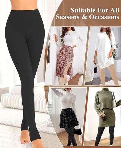 دوكومو صوف مبطن الجوارب للنساء جوارب طويلة حرارية شتاء دافئ وهمية شفافة الجوارب عالية الخصر طماق سميكة in Kuwait