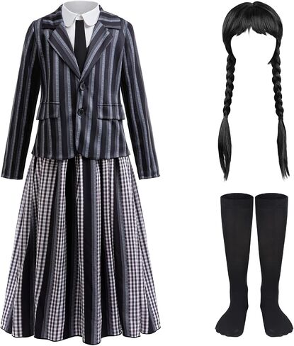 Black Costume Dress for Girls Cosplay Outfits Kids Halloween Party Dress with Accessories Family Party Dress in Saudi Arabia