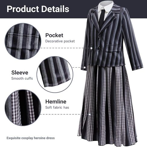 Black Costume Dress for Girls Cosplay Outfits Kids Halloween Party Dress with Accessories Family Party Dress in Saudi Arabia