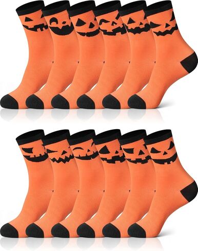 12 Pairs Halloween Socks for Women Men Pumpkin Novelty Crew Socks Gift for Halloween in Saudi Arabia