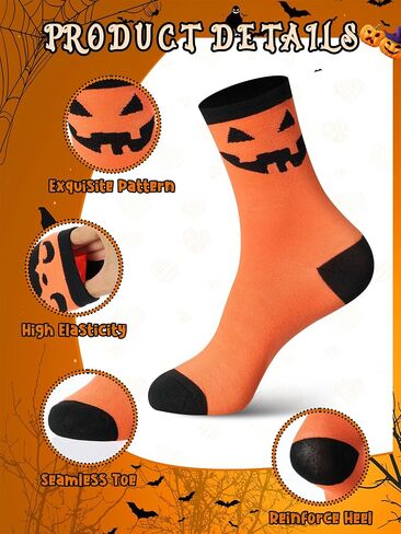 12 Pairs Halloween Socks for Women Men Pumpkin Novelty Crew Socks Gift for Halloween in Saudi Arabia