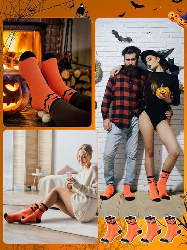12 Pairs Halloween Socks for Women Men Pumpkin Novelty Crew Socks Gift for Halloween in Saudi Arabia