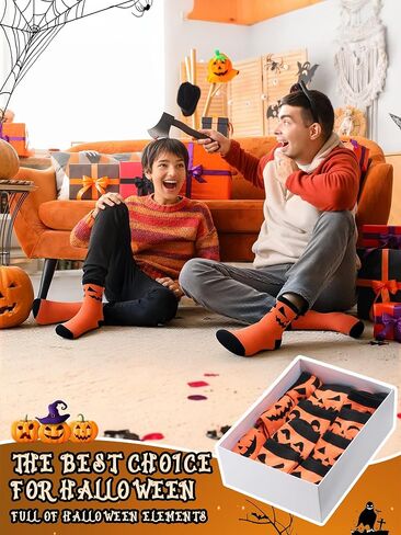 12 Pairs Halloween Socks for Women Men Pumpkin Novelty Crew Socks Gift for Halloween in Saudi Arabia