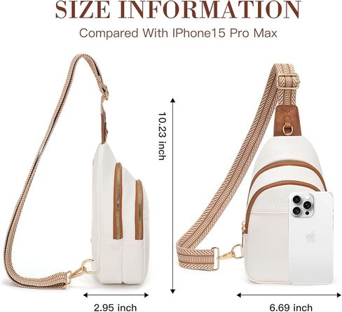 Crossbody Bags for Women Small Leather Sling Bag Fanny Packs Cross Body Chest Bag for Woman (Beige with Brown) in Kuwait