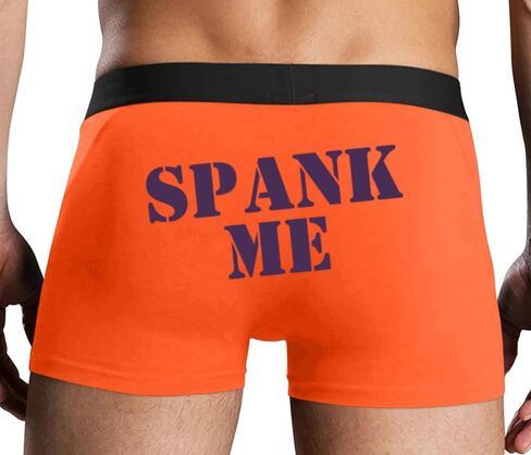سراويل داخلية للرجال من Knaughty Knickers Spank Me مع تصميم بدون ذبابة وقابلة للتمدد ومثير باللون البرتقالي الملون in Kuwait