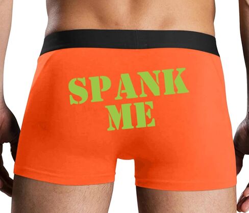 سراويل داخلية للرجال من Knaughty Knickers Spank Me مع تصميم بدون ذبابة وقابلة للتمدد ومثير باللون البرتقالي الملون in Kuwait