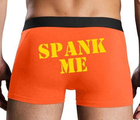 سراويل داخلية للرجال من Knaughty Knickers Spank Me مع تصميم بدون ذبابة وقابلة للتمدد ومثير باللون البرتقالي الملون in Kuwait