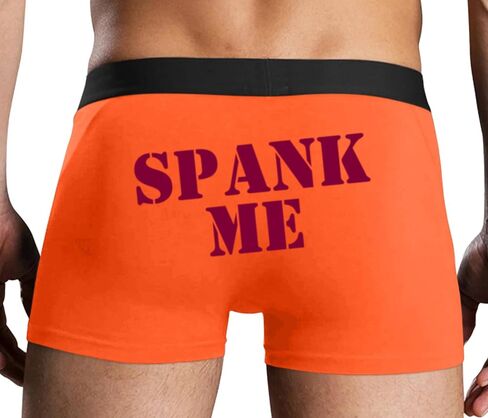 سراويل داخلية للرجال من Knaughty Knickers Spank Me مع تصميم بدون ذبابة وقابلة للتمدد ومثير باللون البرتقالي الملون in Kuwait