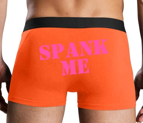 سراويل داخلية للرجال من Knaughty Knickers Spank Me مع تصميم بدون ذبابة وقابلة للتمدد ومثير باللون البرتقالي الملون in Kuwait