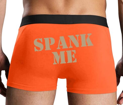 سراويل داخلية للرجال من Knaughty Knickers Spank Me مع تصميم بدون ذبابة وقابلة للتمدد ومثير باللون البرتقالي الملون in Kuwait