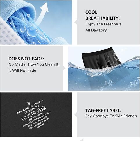 ملابس داخلية بوكسر للرجال مكونة من 6 قطع بدون ركوب، بدون علامات، ملابس داخلية ناعمة قابلة للتنفس ماصة للرطوبة للرجال in Kuwait