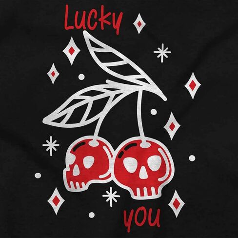 تي شيرت بريسكو براندز ريترو جماجم فاكهة الكرز Lucky You Crewneck تي شيرت للأولاد والبنات in Saudi Arabia