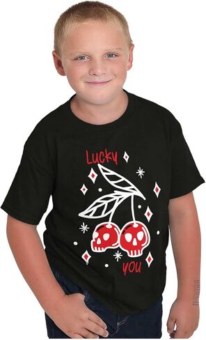تي شيرت بريسكو براندز ريترو جماجم فاكهة الكرز Lucky You Crewneck تي شيرت للأولاد والبنات in Saudi Arabia