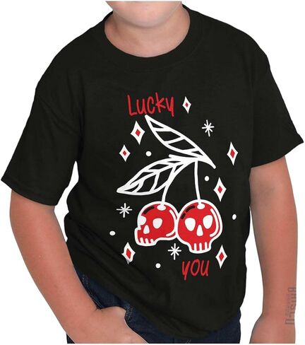 تي شيرت بريسكو براندز ريترو جماجم فاكهة الكرز Lucky You Crewneck تي شيرت للأولاد والبنات in Saudi Arabia