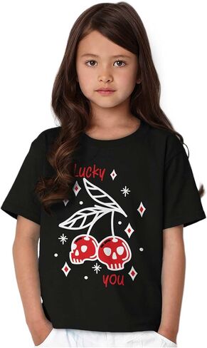 تي شيرت بريسكو براندز ريترو جماجم فاكهة الكرز Lucky You Crewneck تي شيرت للأولاد والبنات in Saudi Arabia