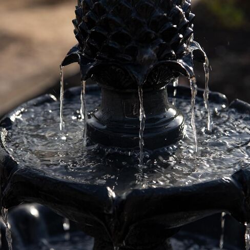 XBrand 44" H Black Fiberglass/Resin 2-Tier Solar Water Fountain w/Solar Panel in Saudi Arabia