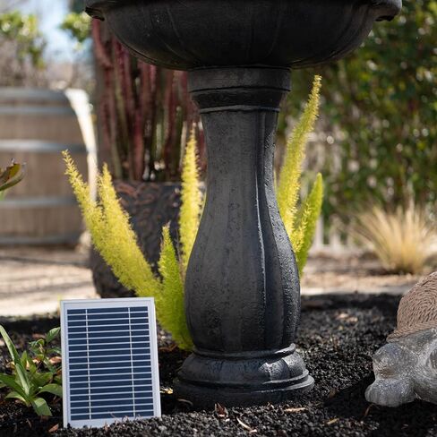XBrand 44" H Black Fiberglass/Resin 2-Tier Solar Water Fountain w/Solar Panel in Saudi Arabia