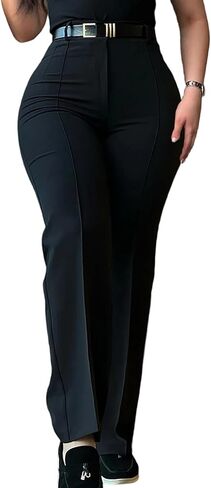 CHICME Work Pants for Women High Waist Straight Leg Work Pants Business Casual Trousers with Pockets in Kuwait