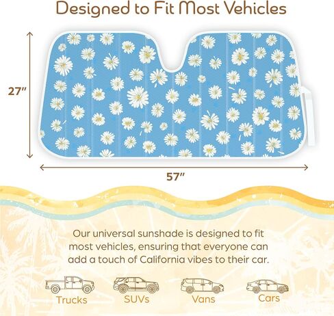 C&C Orange Floral Car Windshield Sun Shade - Sun Visor Sunshade for Car Windshield - Window Shades for Cars, SUV & Truck - Dash Cover UV Protection for Front Window Shade Accessories - 57" x 27" in Saudi Arabia