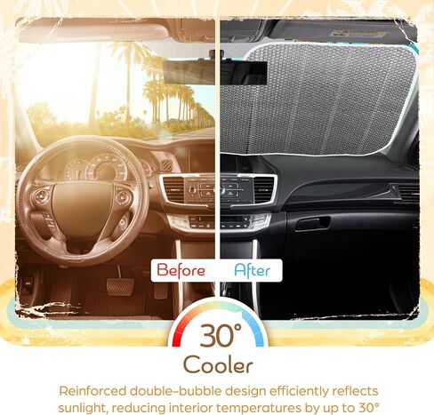 C&C Orange Floral Car Windshield Sun Shade - Sun Visor Sunshade for Car Windshield - Window Shades for Cars, SUV & Truck - Dash Cover UV Protection for Front Window Shade Accessories - 57" x 27" in Saudi Arabia