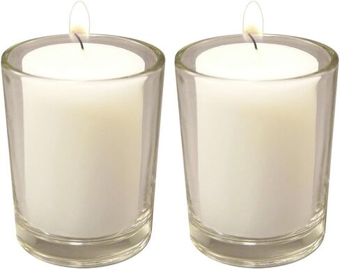 LumaBase Votive Candles in Clear Glass Holders - Set of 12 in Kuwait