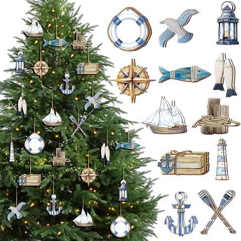 24 قطعة من الحلي الخشبية الصيفية، ديكورات شجرة الشاطئ المحيطية، الملاحة البحرية الساحلية، قطع خشبية للصيف، زخارف معلقة، ديكورات صيفية للمنزل، شجرة صغيرة، مكتب الحفلات in Kuwait