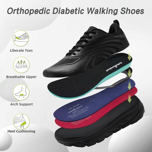 Women's Orthopedic Diabetic Wide Running Shoes: Comfortable Casual Arch Support Plantar Fasciitis Sports Sneakers in Saudi Arabia