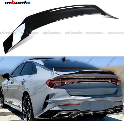 جناح خلفي للصندوق متوافق مع 2021-2024 KIA K5 LX LXS EX، R Style Duckbill Spoiler يناسب 21-24، غطاء جناح خلفي عالي الركلة (أسود لامع) in Saudi Arabia
