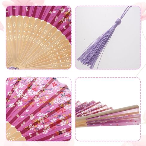 3 Pcs Bamboo Folding Fan 8.3In Floral Folding Handheld Fans with Tassel for Dancing Party Wedding Gifts Wall Decoration in Saudi Arabia