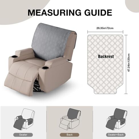 VANSOFY Recliner Chair Covers 100% Waterproof Recliner Chair Covers Furniture Protector Washable Slipcover with Pocket for Pets, Dogs(Dark Gray, 23.6") in Saudi Arabia