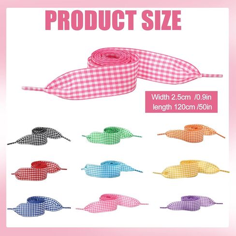 9 Pairs Gingham Ribbon Shoelaces Colorful Plaid Shoe Ties Shoe Strings for Sneakers in Saudi Arabia