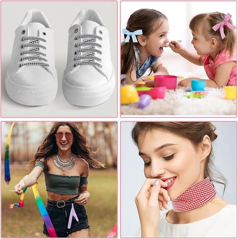 9 Pairs Gingham Ribbon Shoelaces Colorful Plaid Shoe Ties Shoe Strings for Sneakers in Saudi Arabia