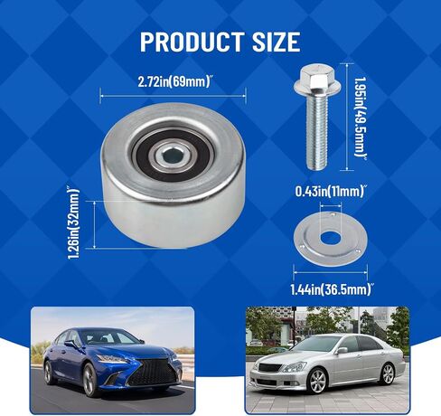 16620-31031 بكرة شد حزام المحرك متوافقة مع Toyota FJ Cruiser Highlander RAV4 III Sienna Venza & Lexus GS300 GS350 IS250 IS300 IS350 RC300 RC350 يستبدل # 16620-31020،16620-31021 in Kuwait