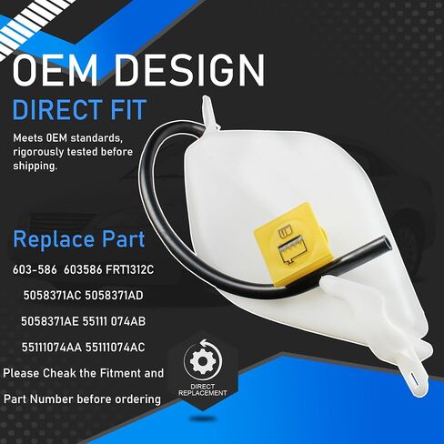 Engine Radiator Coolant Overflow Reservoir Tank with Cap Compatible with 2007-2014 Chrysler 200 Cirrus Sebring 2008-2014 Dodge Avenger Replaces 603-586 5058371AD 5058371AE 5058371AC in Saudi Arabia